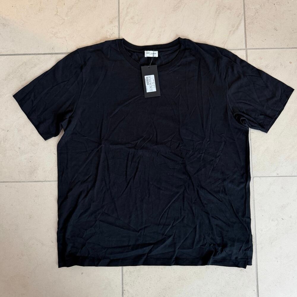Saint Laurent Paris Black Classic T-Shirt XXL Made in Italy Luxury Basic NWT